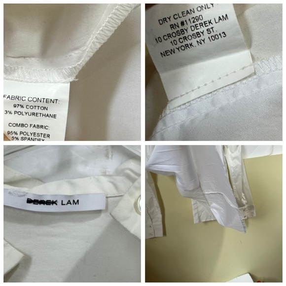 Derek Lam 10 Cotton Back Pleated Oversized Button Shirt Logo Embroidered Top S - Picture 10 of 16